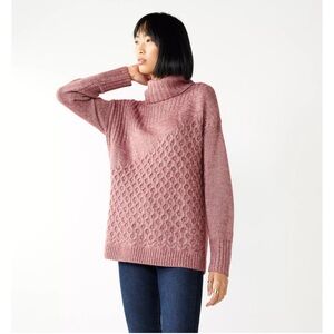Women’s Nine West Mix Stitch Turtleneck Sweater Mauve Size XXL EUC